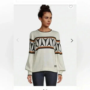 Karl Lagerfeld Paris Eiffel Tower Bishop Sleeve Sweater Size Medium NWOT